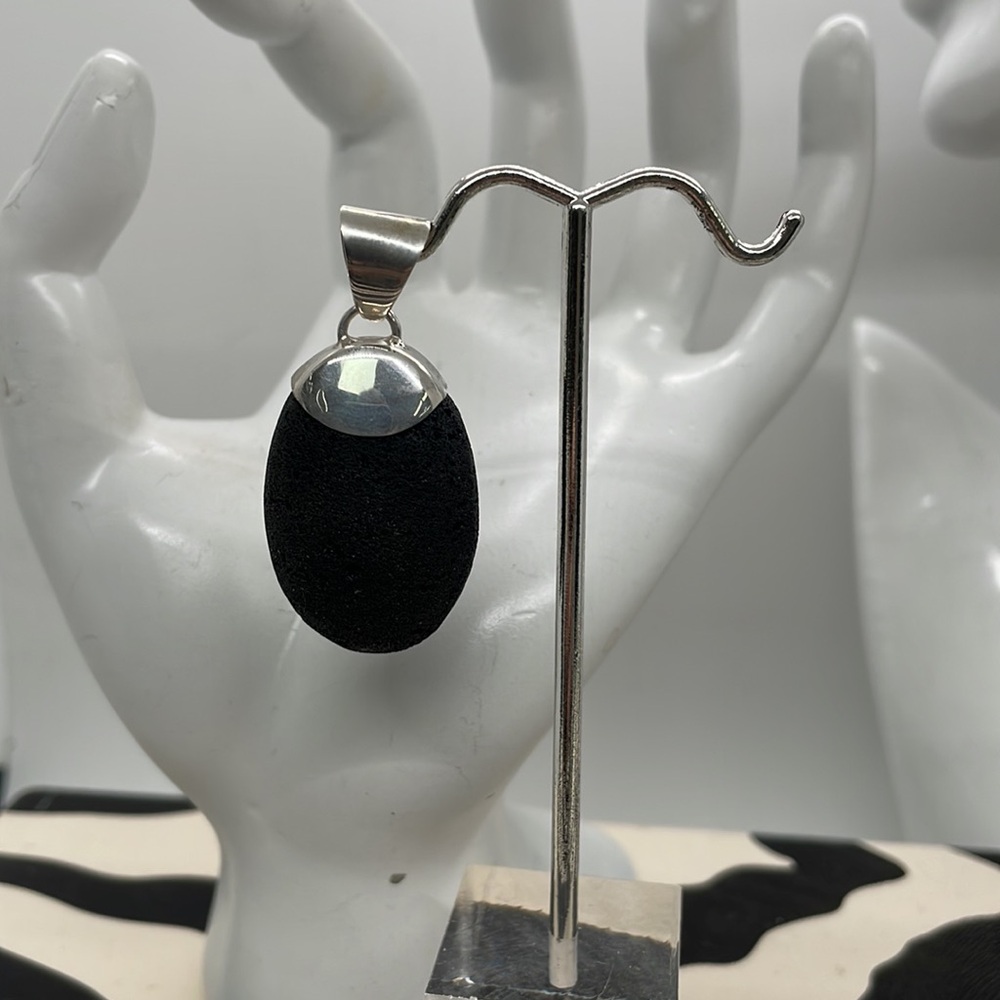 Lovely Lava Stone Sterling Silver Pendant